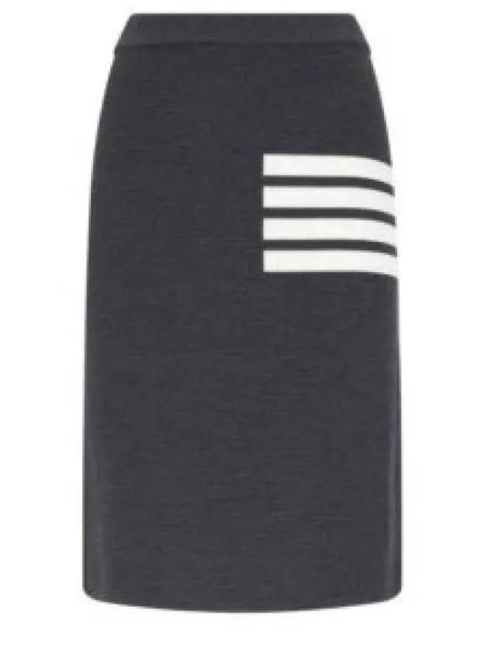 Women's Fine Merino Wool 4 Bar Stitch Pencil Skirt Dark Grey - THOM BROWNE - BALAAN 2