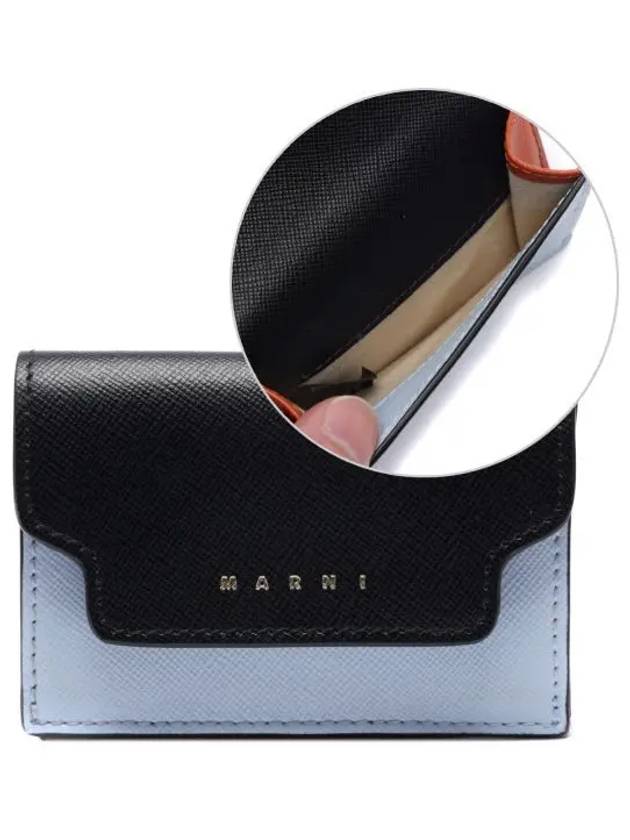 Saffiano Color Block Tri-Fold Half Wallet Black - MARNI - BALAAN 2