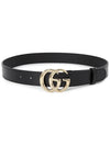 GG Marmont Thin Leather Belt Black - GUCCI - BALAAN 3