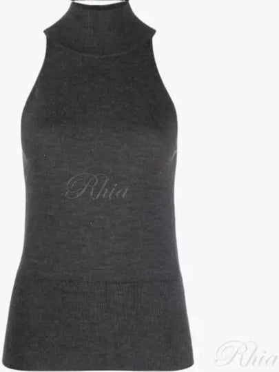 Sleeveless knit turtleneck dark gray - TOTEME - BALAAN 2