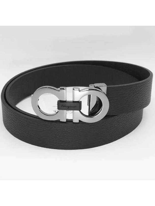 Reversible Gancini Belt Black Hickory - SALVATORE FERRAGAMO - BALAAN 3