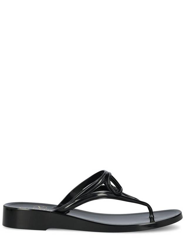 V Logo Signature Flip Flop Black - VALENTINO - BALAAN 1