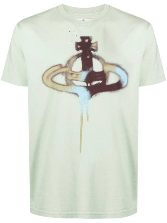 Spray ORB Classic Short Sleeve T-Shirt Green - VIVIENNE WESTWOOD - BALAAN 1