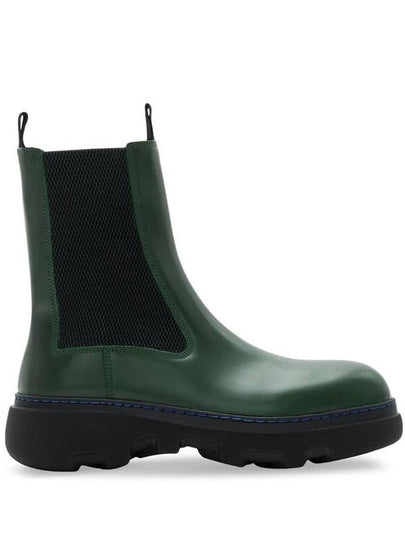 Creeper Leather Chelsea Boots Green - BURBERRY - BALAAN 2