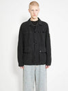 Compass Badge Linen Blend Shirt Jacket Black - STONE ISLAND - BALAAN 9