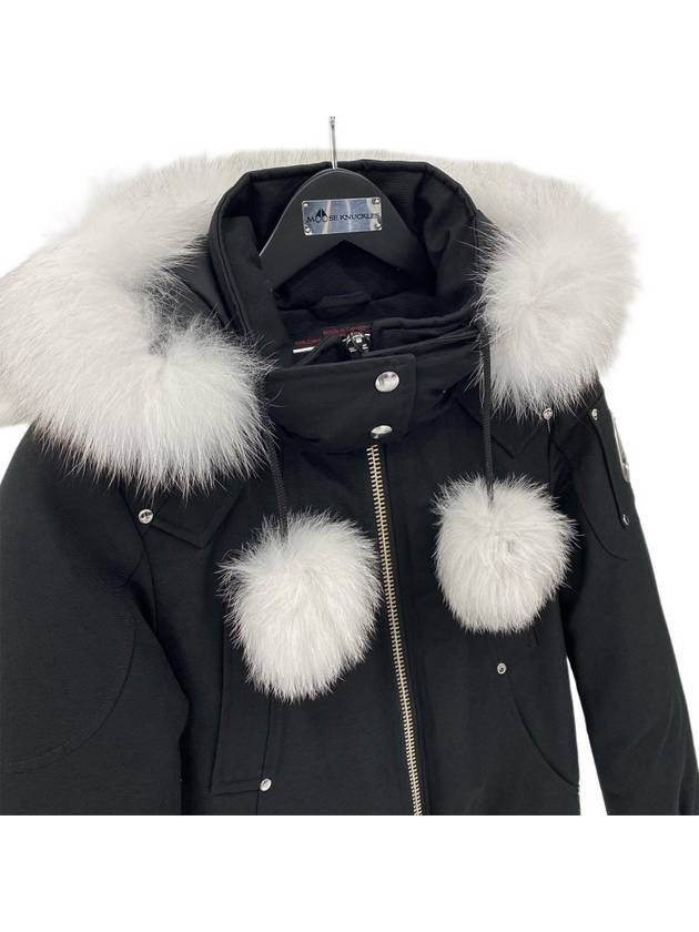 Women's Original Debbie Bomber Jacket White Fox Fur Black - MOOSE KNUCKLES - BALAAN 4