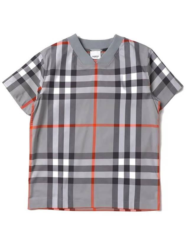 Kids Check V neck T shirt Gray 8069330 - BURBERRY - BALAAN 1