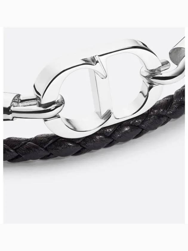 CD Icon Braided Leather Bracelet Black - DIOR - BALAAN 3