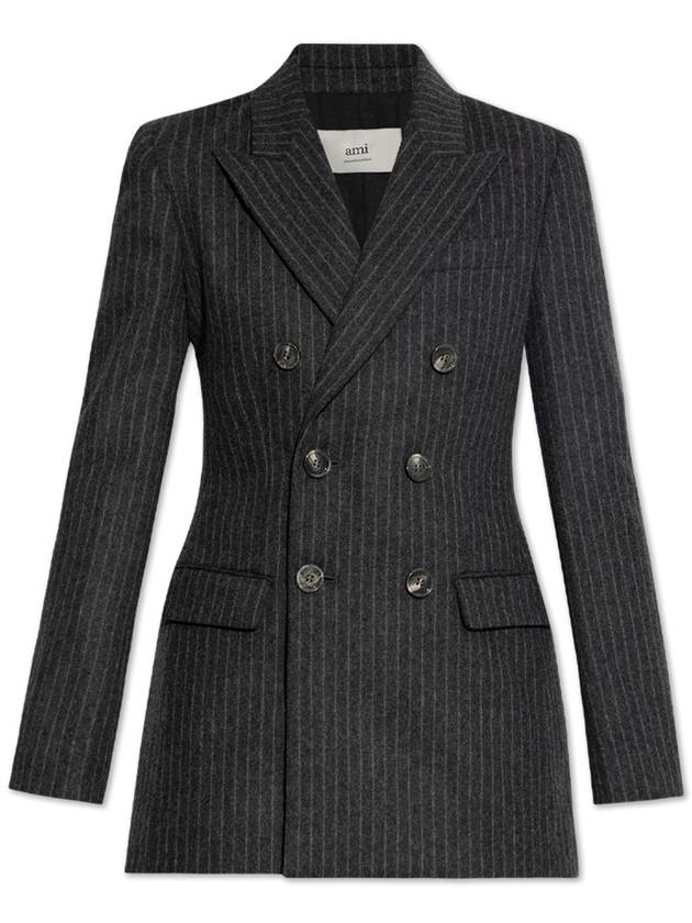 Ami Alexandre Mattiussi Wool Blazer, Women's, Grey - AMI - BALAAN 1