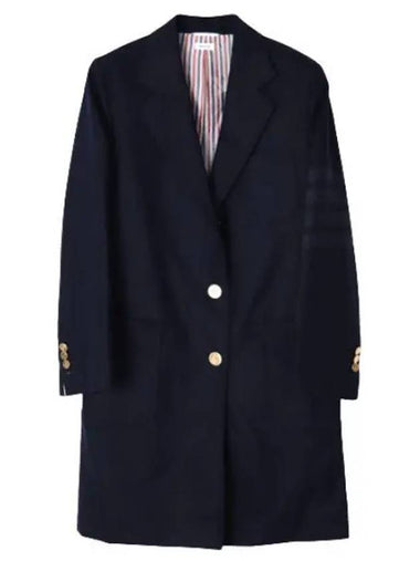 Diagonal striped flannel wool cashmere overcoat - THOM BROWNE - BALAAN 1