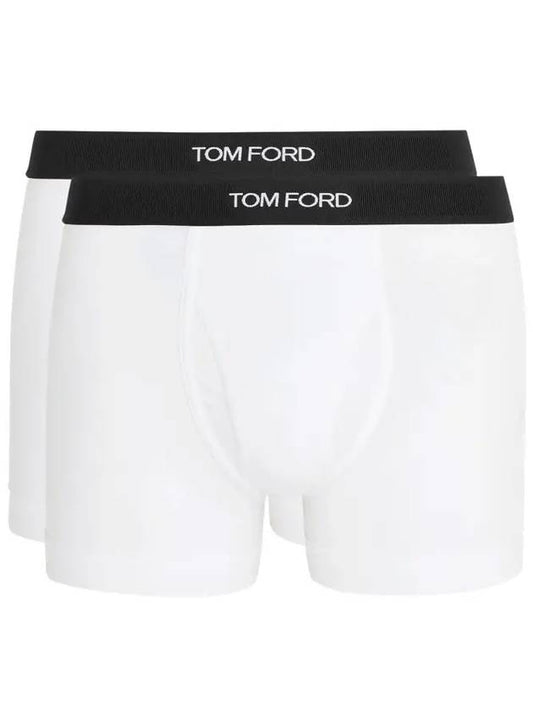 Men's Cotton Boxer Briefs White 2 Pack - TOM FORD - BALAAN 2