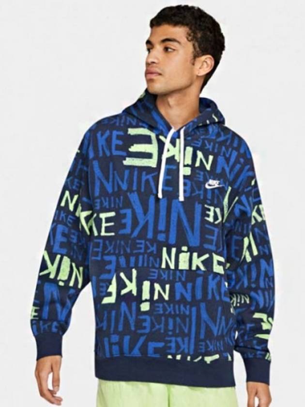 01DA0061410Club All Over Logo Hooded TshirtBlue - NIKE - BALAAN 1