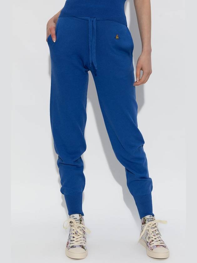 Embroidered Logo Knit Track Pants Blue - VIVIENNE WESTWOOD - BALAAN 4