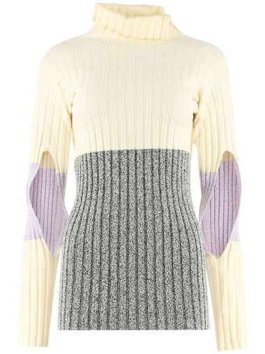 color block knit turtleneck white - MONCLER - BALAAN 1