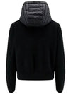 Women's Padded Wool Zip-Up Hooded Cardigan Black - MONCLER - BALAAN 3