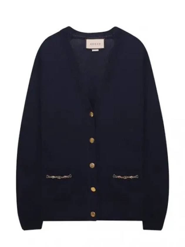 Chain embellished cashmere cardigan for women - GUCCI - BALAAN 1