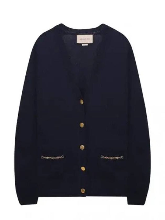 Chain embellished cashmere cardigan for women - GUCCI - BALAAN 1