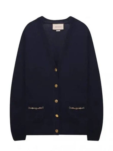 Chain embellished cashmere cardigan for women - GUCCI - BALAAN 1