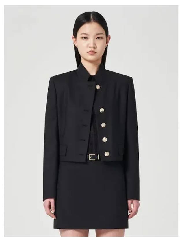 Wool blend stand up collar crop jacket jumper black domestic product GM0024012591545 - JUUN.J - BALAAN 1