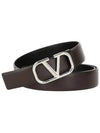 V Logo Signature Leather Belt Brown - VALENTINO - BALAAN 2