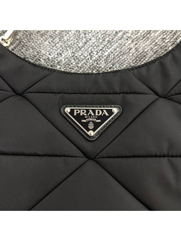 Triangle Logo Re-nylon Paddde Hobo Cross Bag Black - PRADA - BALAAN 8