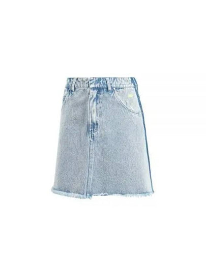 Frayed Denim A-Line Skirt Light Blue - ADIDAS - BALAAN 2