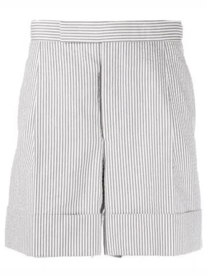 Men's Seersucker Gross Grain Cuff Shorts Medium Grey - THOM BROWNE - BALAAN 2