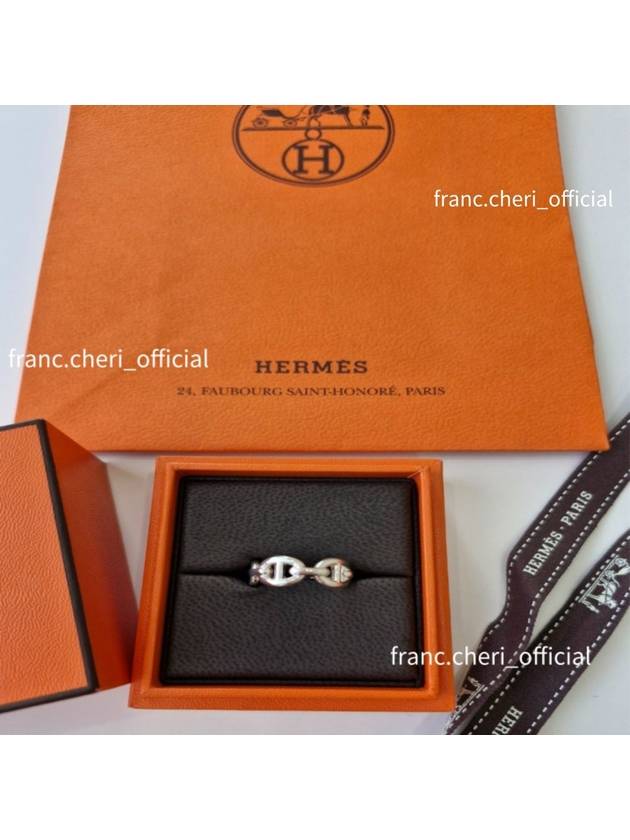 Small Chaine D'Ancre Enchainee Ring Silver - HERMES - BALAAN 4