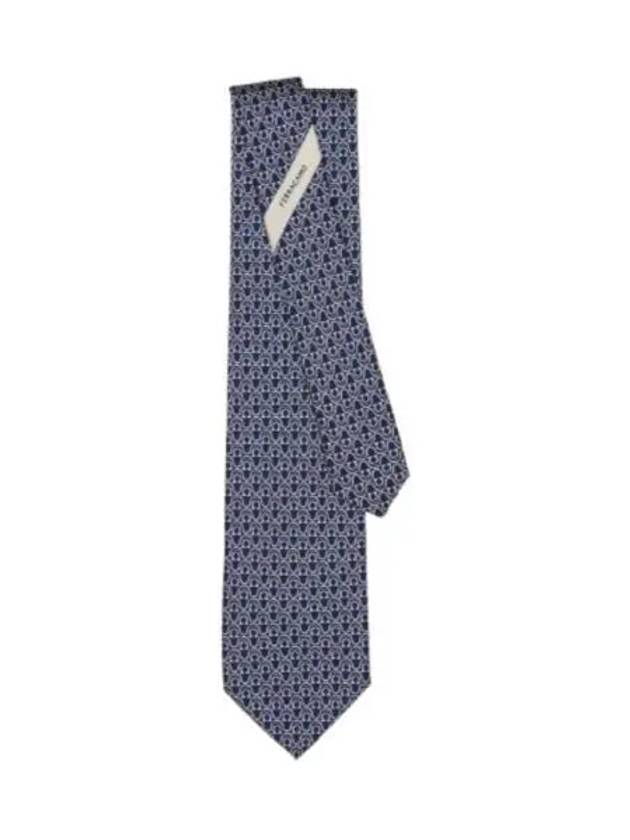 Gancini Print Silk Tie Navy - SALVATORE FERRAGAMO - BALAAN 2