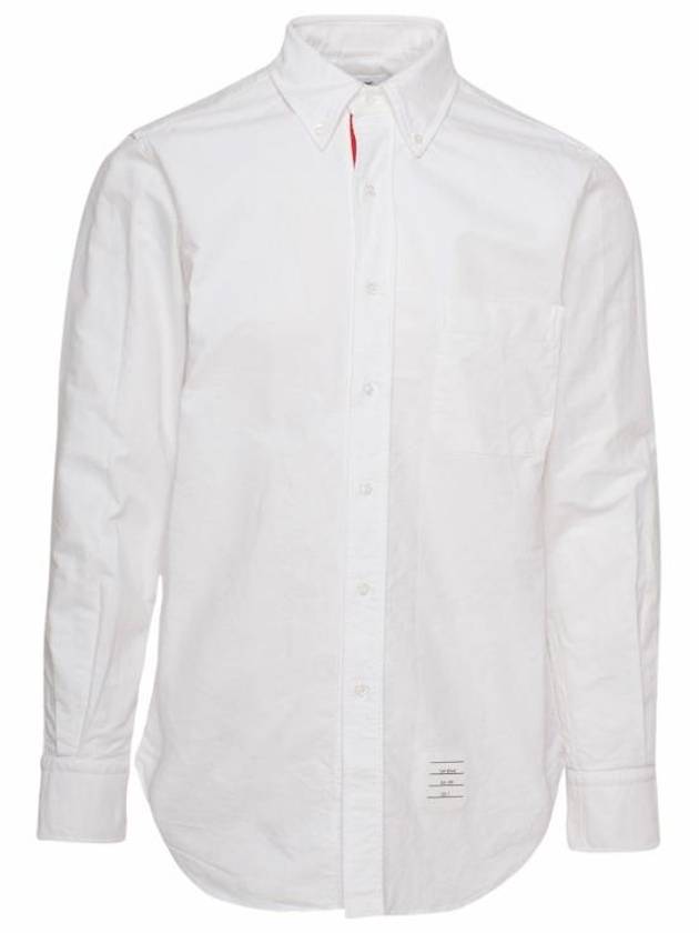 Oxford Grosgrain Placket Cotton Long Sleeve Shirt White - THOM BROWNE - BALAAN 2