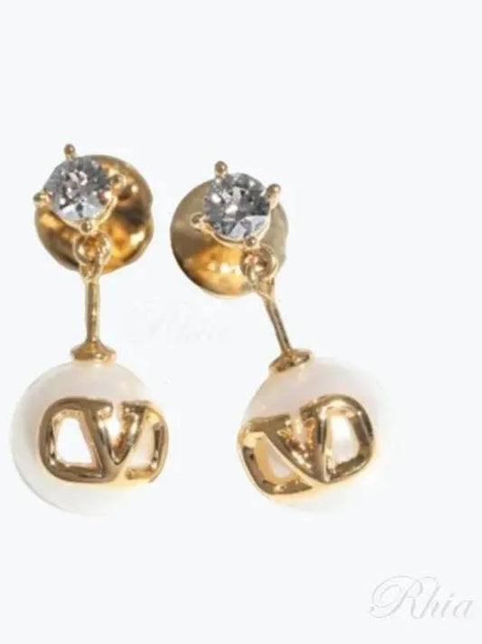 V Logo Signature Earrings Gold - VALENTINO - BALAAN 2