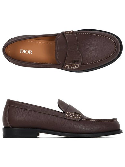 Granville Grained Calfskin Loafers Dark Brown - DIOR - BALAAN 2