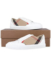 House Check Leather Sneakers Optic White - BURBERRY - BALAAN 11