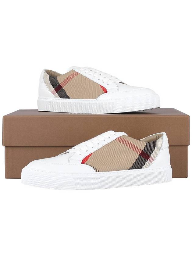 House Check Leather Sneakers Optic White - BURBERRY - BALAAN 11