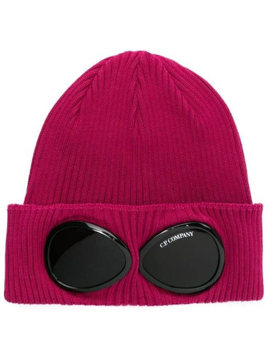 Goggle Detail Ribbed Beanie Pink - CP COMPANY - BALAAN 1