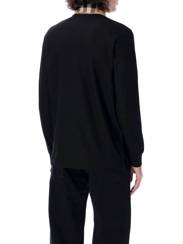 Check Collar Long Sleeve Polo Shirt Black - BURBERRY - BALAAN 3