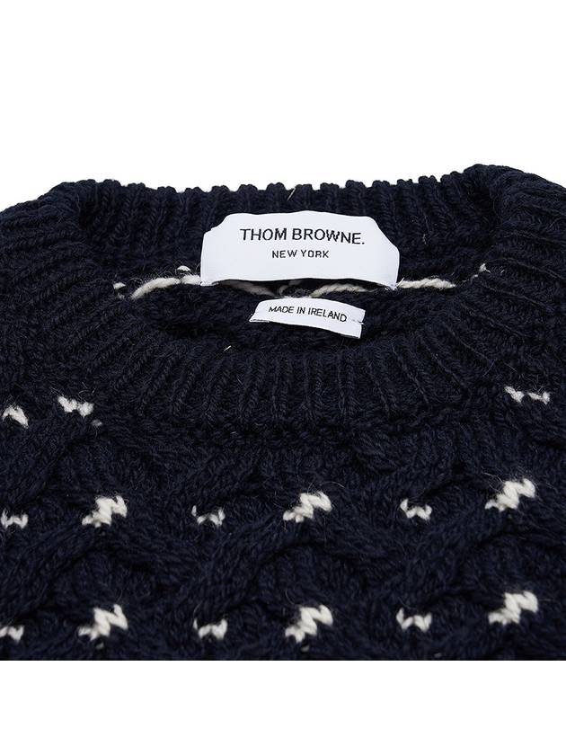 Wool Mohair Long Sleeve Knit Top Navy - THOM BROWNE - BALAAN 5