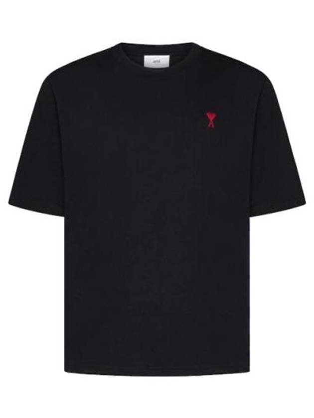 Small Heart Logo Boxy Fit Short Sleeve T-Shirt Black - AMI - BALAAN 5