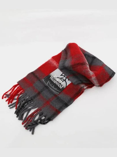 Tartan Check Alpaca Wool Muffler Red - VIVIENNE WESTWOOD - BALAAN 2