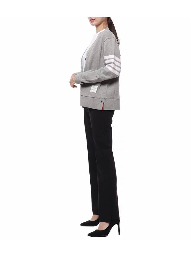 4-Bar Loopback Jersey Cardigan Light Grey - THOM BROWNE - BALAAN 5