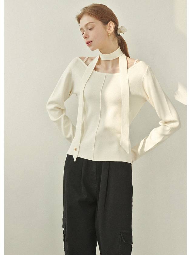 Harmonious Tie Set Slit Knit Top Ivory - MICANE - BALAAN 2