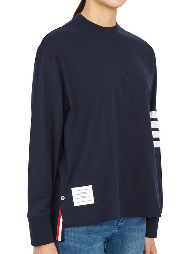 Engineered 4 Bar Medium Weight Jersey Oversized Long Sleeved T-Shirt Navy - THOM BROWNE - BALAAN 4