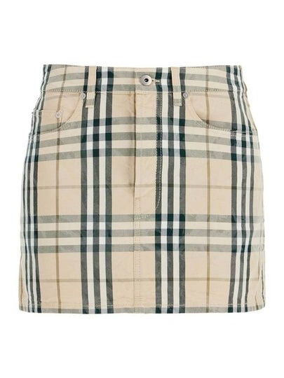 Check Denim Mini H-Line Skirt Grain - BURBERRY - BALAAN 2