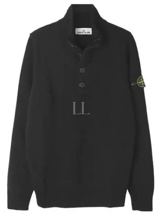 Wappen Patch Button Knit Top Black - STONE ISLAND - BALAAN 2