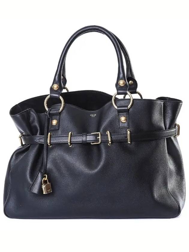 Anita Medium Calfskin Tote Bag Black - CELINE - BALAAN 3