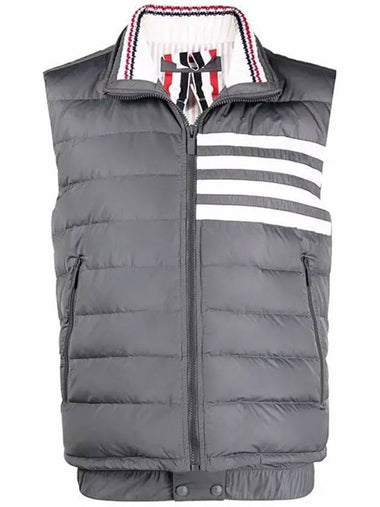 4 Bar Poly Twill Down Vest Grey - THOM BROWNE - BALAAN 1