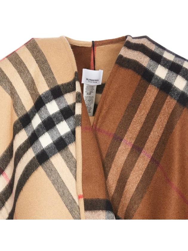 Contrast Check Wool Cashmere Cape Brown - BURBERRY - BALAAN 7