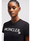 Women's Embroidered Logo Short Sleeve T-Shirt Black - MONCLER - BALAAN 5