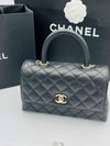 Coco Handle Caviar Gold Small Tote Bag Black - CHANEL - BALAAN 6