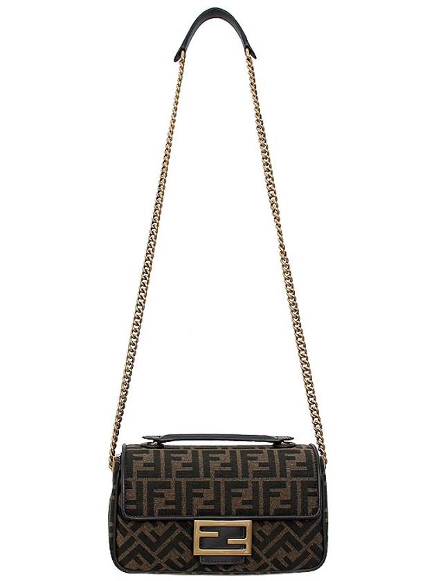 Baguette Chain FF Jacquard Medium Cross Bag Brown - FENDI - BALAAN 5